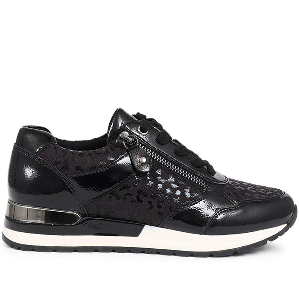pavers Lace-Up Trainers - Black Leopard