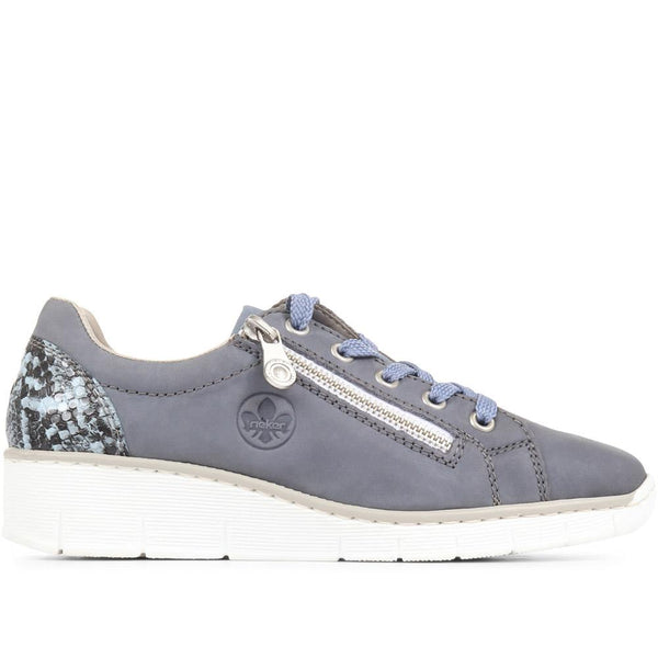 pavers Lace-Up Wedge Trainers - Denim