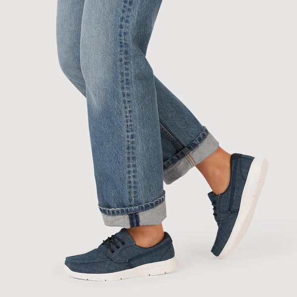 Pavers Ladies' Lace-Up Moccasins - Denim