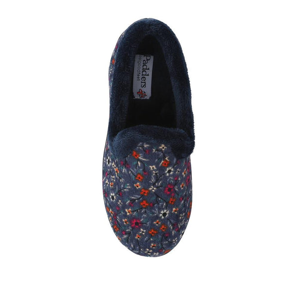 Pavers Ladies' Snug Full Slippers - BLUE FLORAL