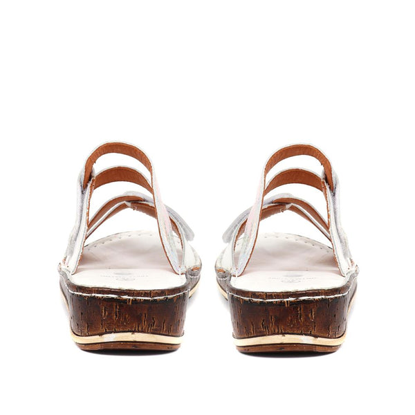 Pavers Leather Adjustable Mule Sandals - White Multi