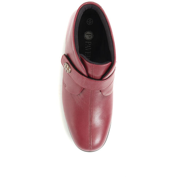 Pavers Leather Ankle Boots - Burgundy