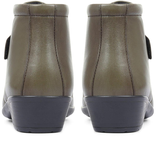 Pavers Leather Ankle Boots - Olive