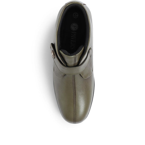 Pavers Leather Ankle Boots - Olive