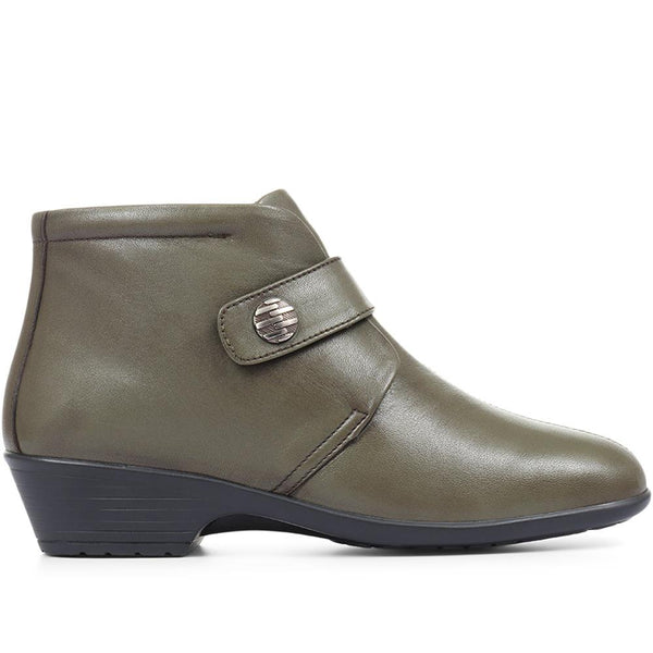 pavers Leather Ankle Boots - Olive