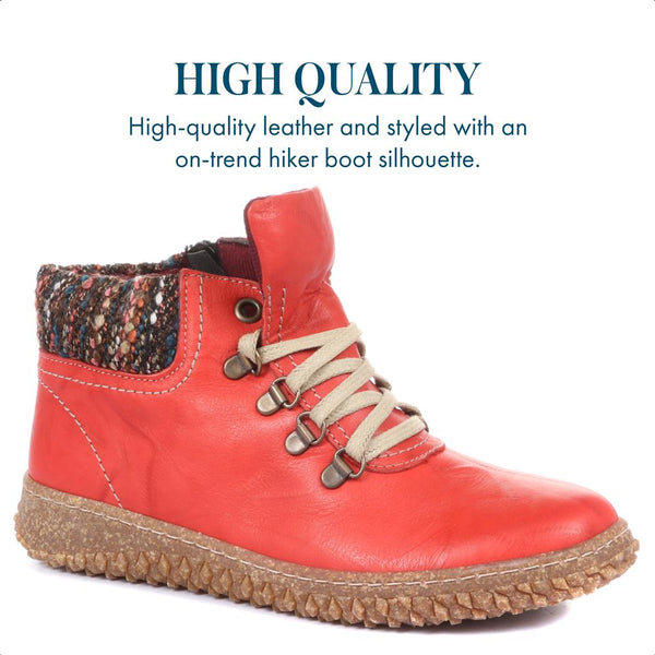 Pavers Leather Ankle Boots - Red