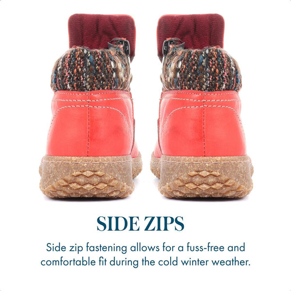 Pavers Leather Ankle Boots - Red