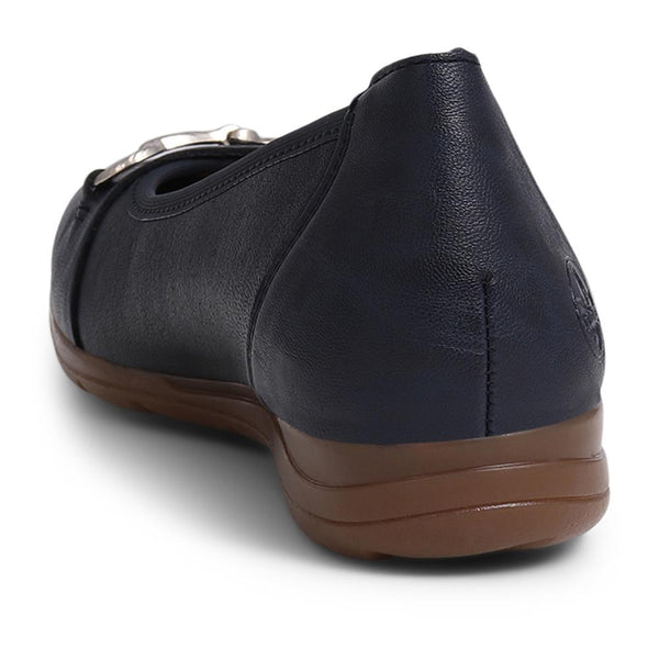 Pavers Leather Ballet Pumps - Navy