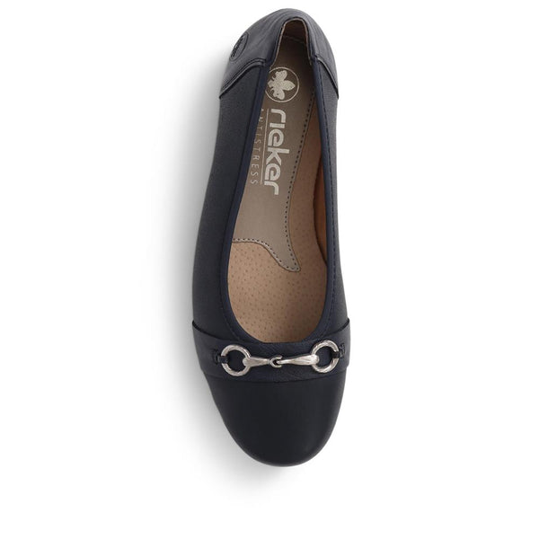 Pavers Leather Ballet Pumps - Navy