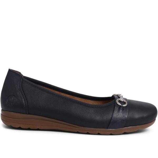 pavers Leather Ballet Pumps - Navy