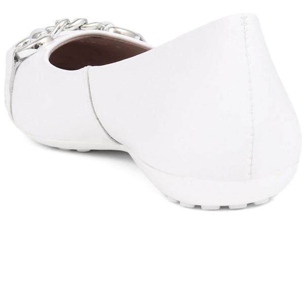 Pavers Leather Ballet Pumps - White