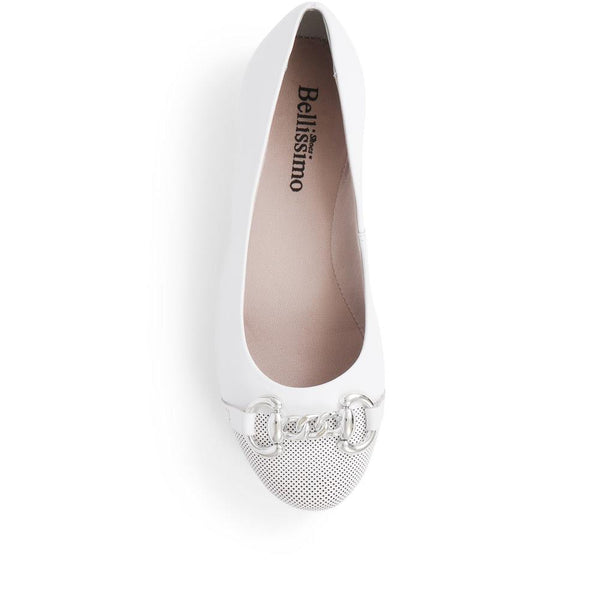 Pavers Leather Ballet Pumps - White