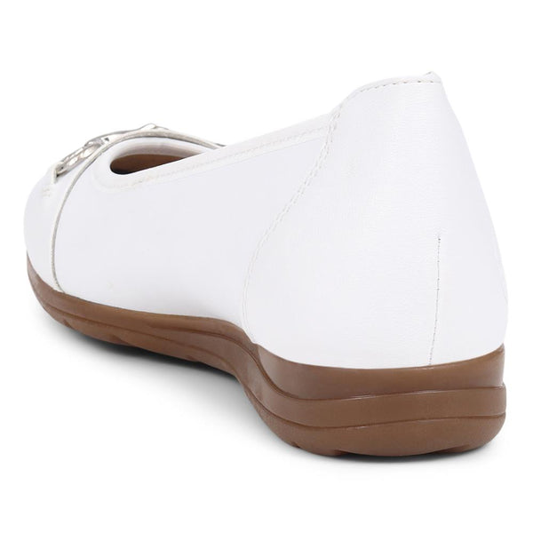 Pavers Leather Ballet Pumps - White