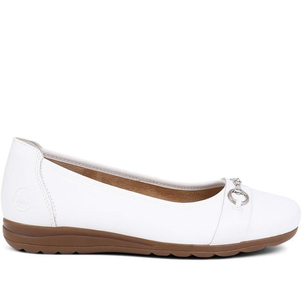 pavers Leather Ballet Pumps - White