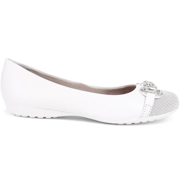pavers Leather Ballet Pumps - White