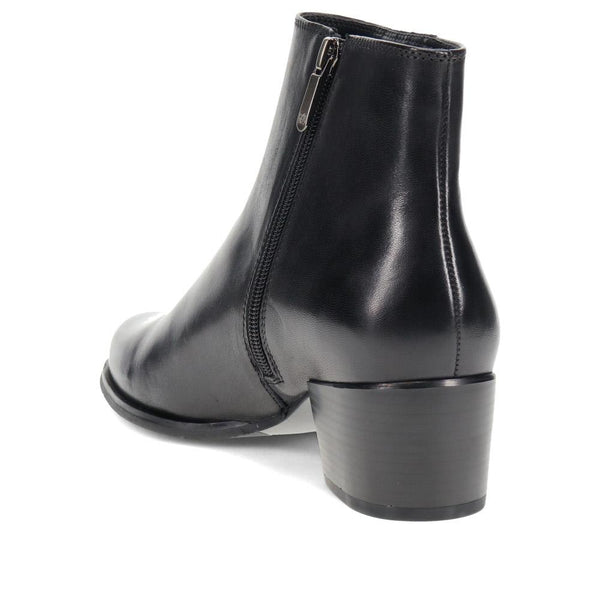 Pavers Leather Block-Heeled Ankle Boots - Black
