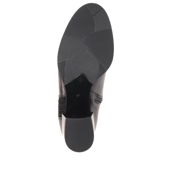 Pavers Leather Block-Heeled Ankle Boots - Black