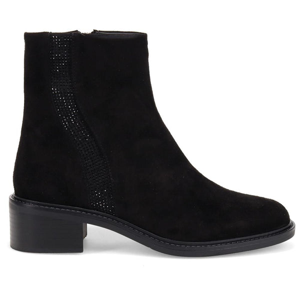 pavers Leather Block-Heeled Ankle Boots - Black