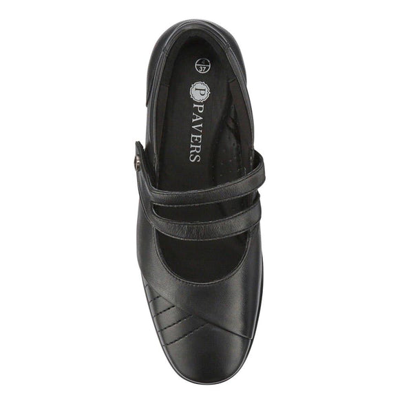 Pavers Leather Block-Heeled Mary Janes - Black