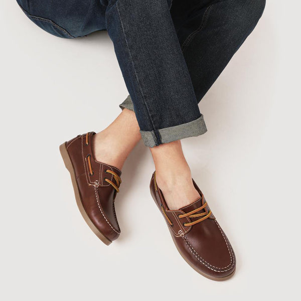 Pavers Leather Boat Shoes - Brown
