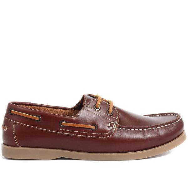 pavers Leather Boat Shoes - Brown