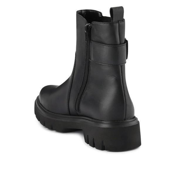 Pavers Leather Buckle-Detailed Ankle Boots - Black