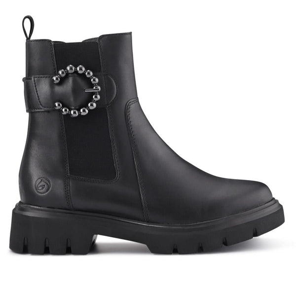 pavers Leather Buckle-Detailed Ankle Boots - Black