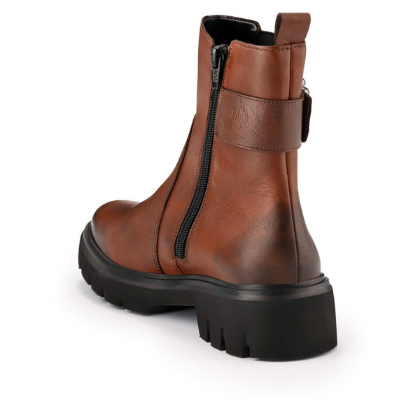 Pavers Leather Buckle-Detailed Ankle Boots - Tan