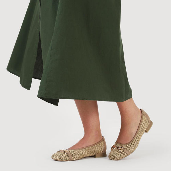 Pavers Leather Buckle-Detailed Pumps - Natural