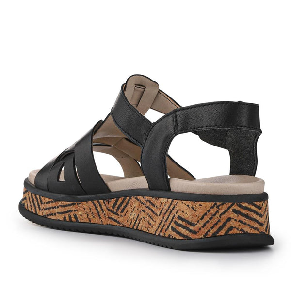 Pavers Leather Buckle-Up Sandals - Black