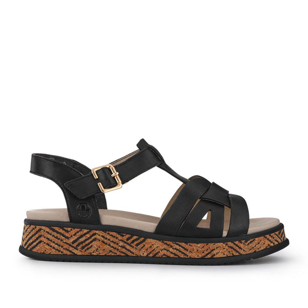 pavers Leather Buckle-Up Sandals - Black