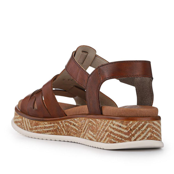 Pavers Leather Buckle-Up Sandals - Tan