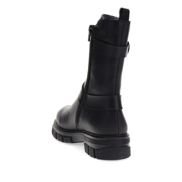 Pavers Leather Chunky Ankle Boots - Black