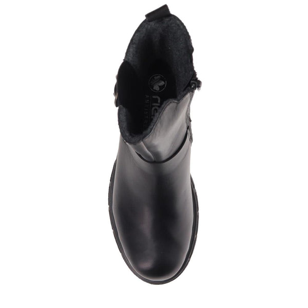 Pavers Leather Chunky Ankle Boots - Black