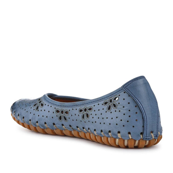 Pavers Leather Cushioned Pumps - Denim