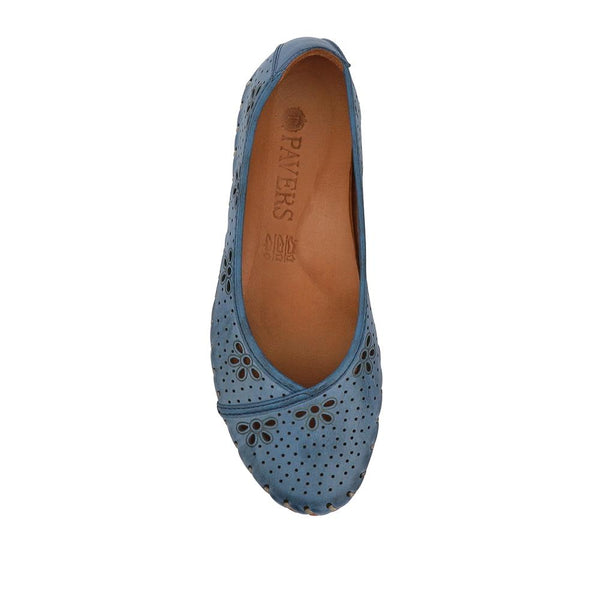 Pavers Leather Cushioned Pumps - Denim