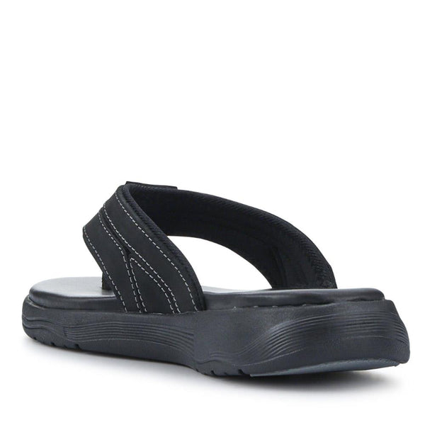 Pavers Leather Cushioned Toe Post Sandals - Black