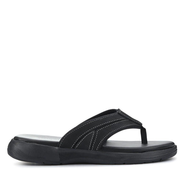 pavers Leather Cushioned Toe Post Sandals - Black