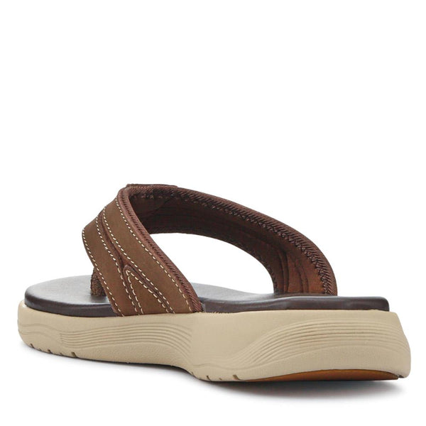 Pavers Leather Cushioned Toe Post Sandals - Brown