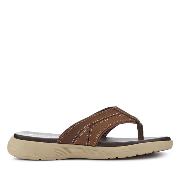 pavers Leather Cushioned Toe Post Sandals - Brown