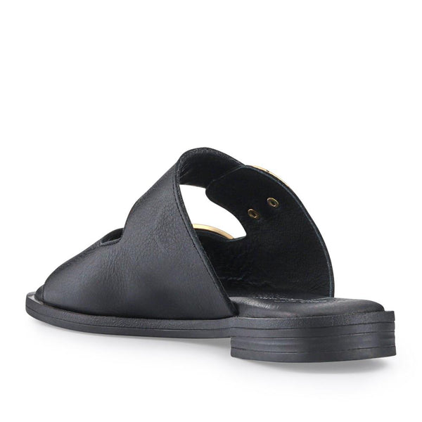Pavers Leather Dual-Fastening Mules - Black