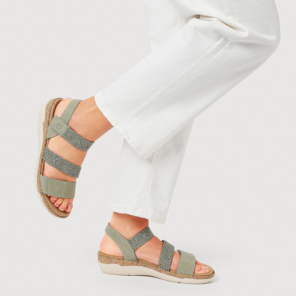 Pavers Leather Dual-Fastening Sandals - Green