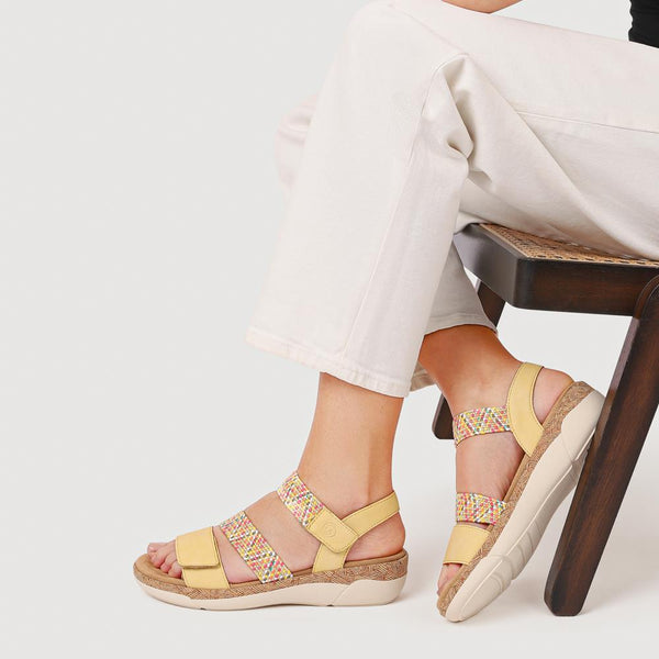 Pavers Leather Dual-Fastening Sandals - Yellow