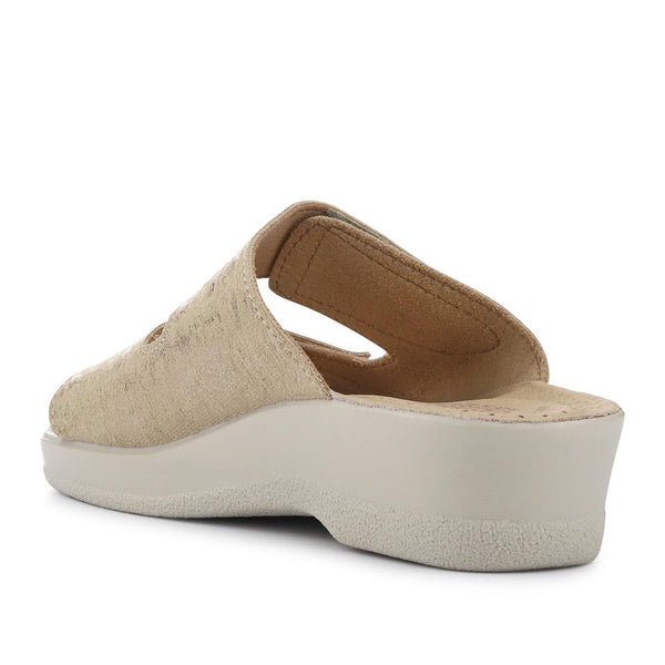 Pavers Leather Dual-Strapped Sandals - Beige