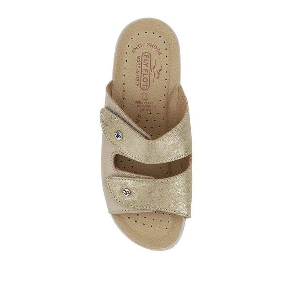 Pavers Leather Dual-Strapped Sandals - Beige