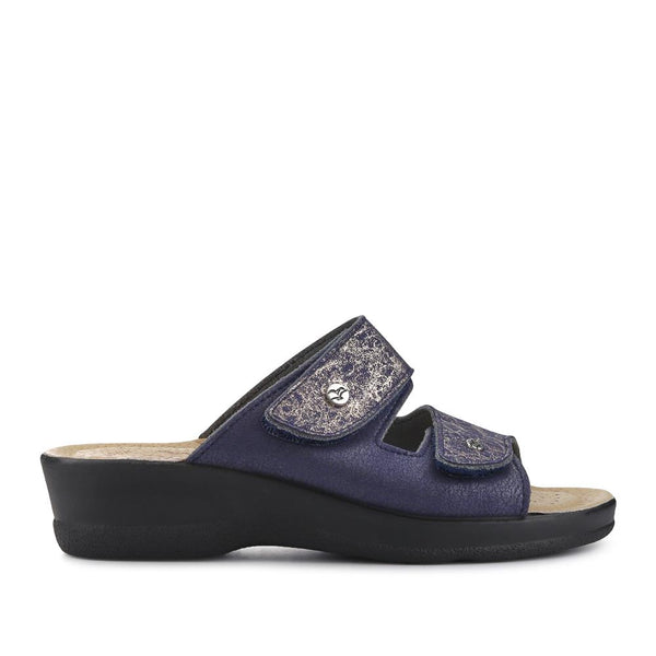 pavers Leather Dual-Strapped Sandals - Blue