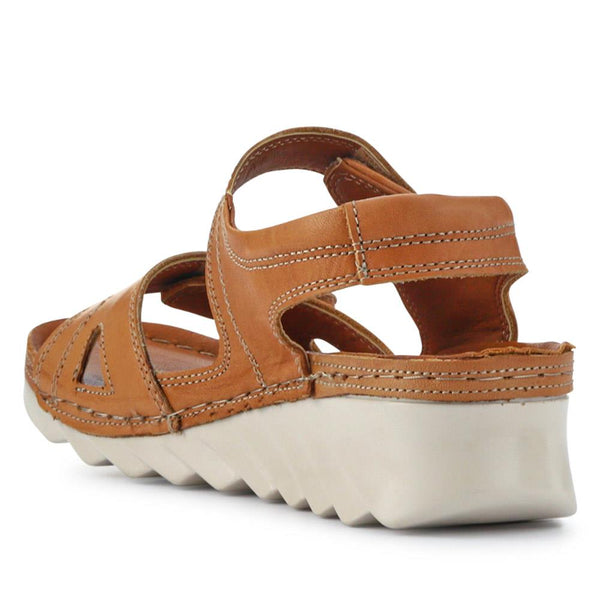 Pavers Leather Dual Touch-Fasten Sandals - Camel