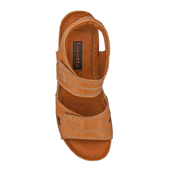 Pavers Leather Dual Touch-Fasten Sandals - Camel