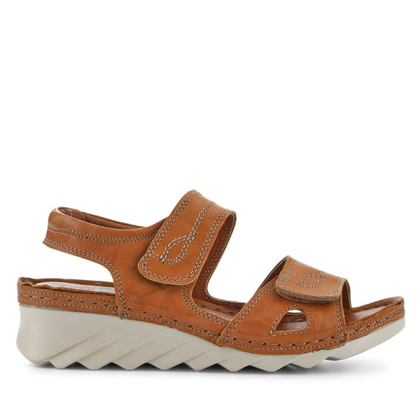 pavers Leather Dual Touch-Fasten Sandals - Camel