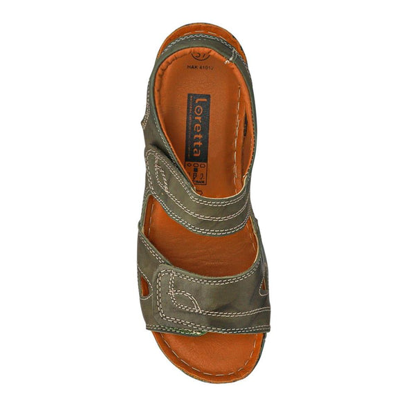 Pavers Leather Dual Touch-Fasten Sandals - Khaki